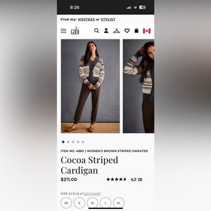 CAbi Cocoa Striped Cardigan